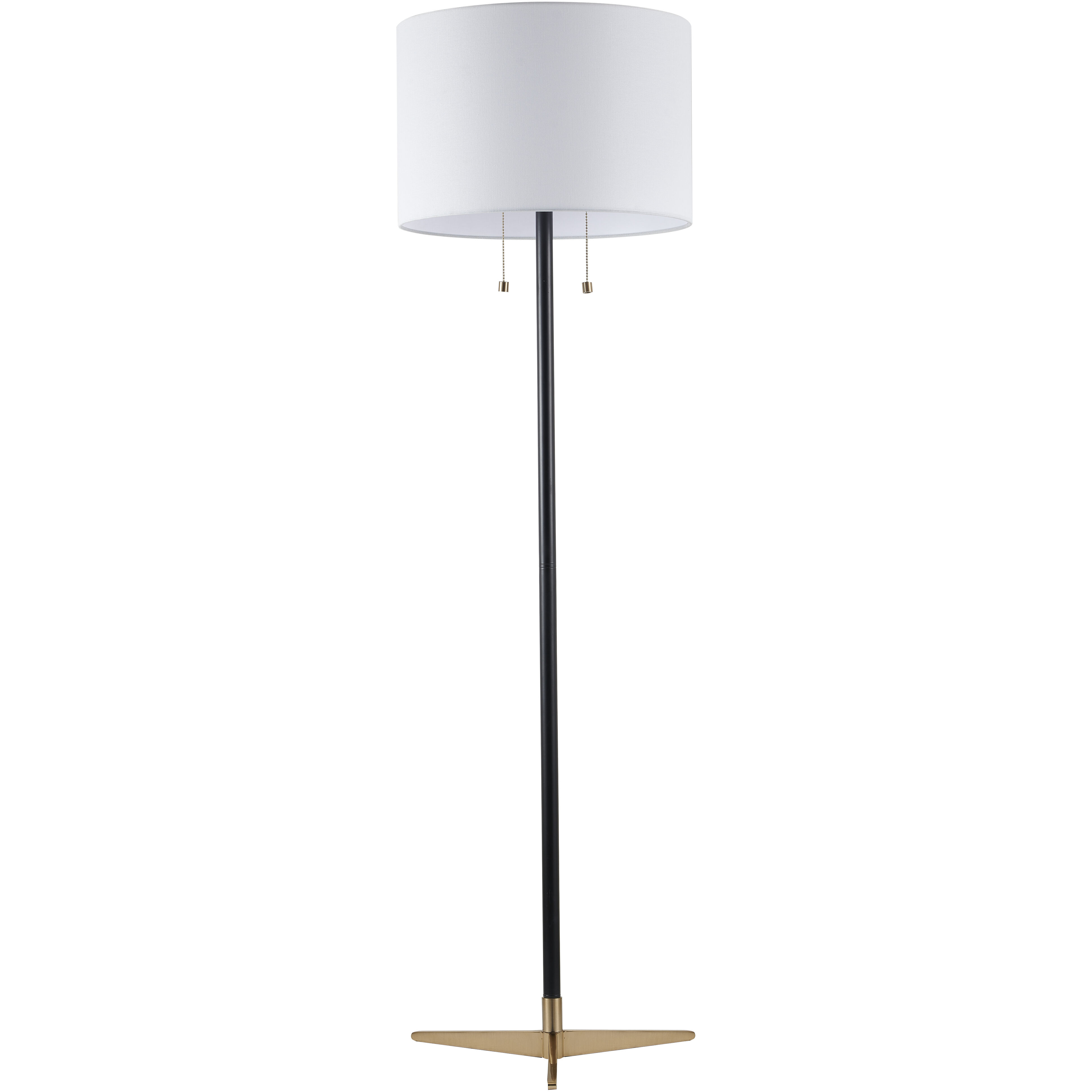 Canada 60.5 inch 100.00 watt Antique Brass and Black Floor Lamp Portable Light